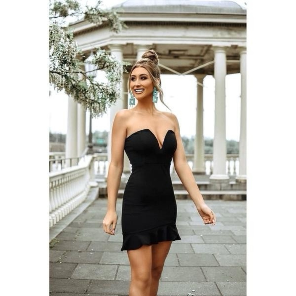 Ruffle mini black dress